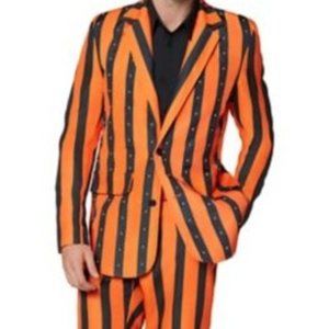 Adult Orange and Black Light-Up Striped Suit